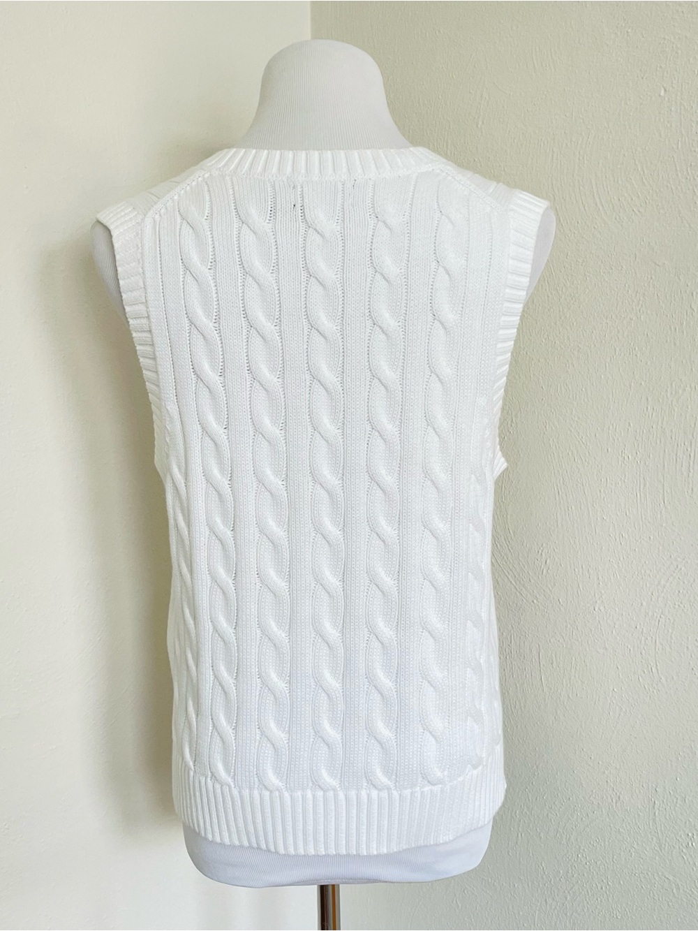 NWOT Polo Ralph Lauren White Cable-Knit Cotton Sweater Vest Medium - Picture 8 of 12